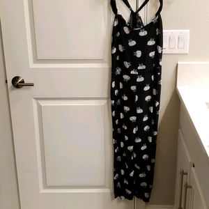 Loft black floral jumpsuit